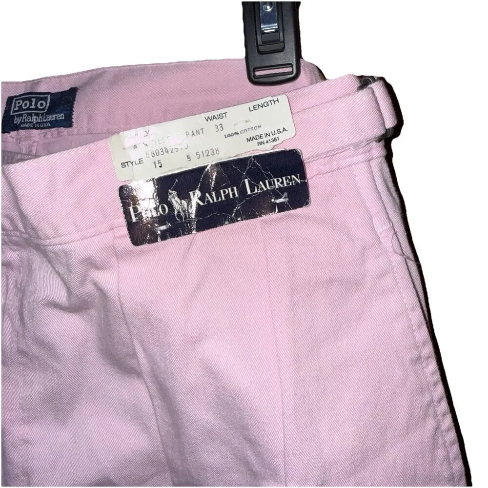 Vintage Polo Ralph Lauren Pink Pleated Palm Desert Pant Ivy League NOS 33x36 - Picture 6 of 16